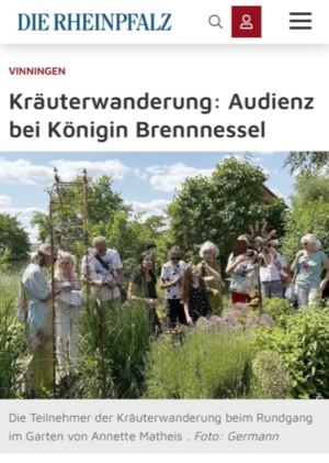 Kräuterwanderung Audienz bei Königin Brennnessel - Vinningen - DIE RHEINPFALZ Margret Germann Katja Friedrich froh leben Foto 06_2023