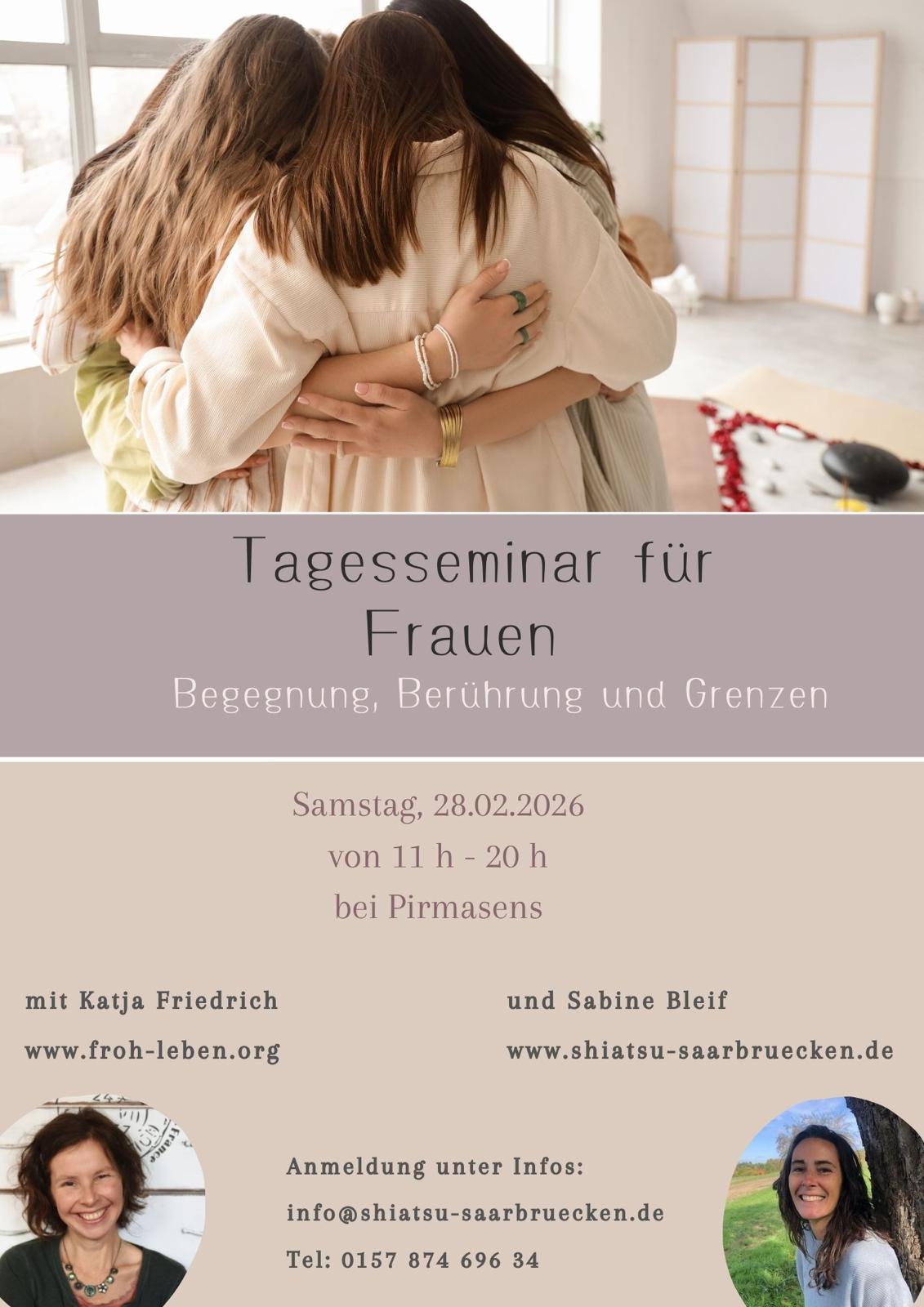 Begegnung Berührung Grenzen Tageseminar mit Sabine Bleif und Katja Friedrich 28_02_2026 Flyer